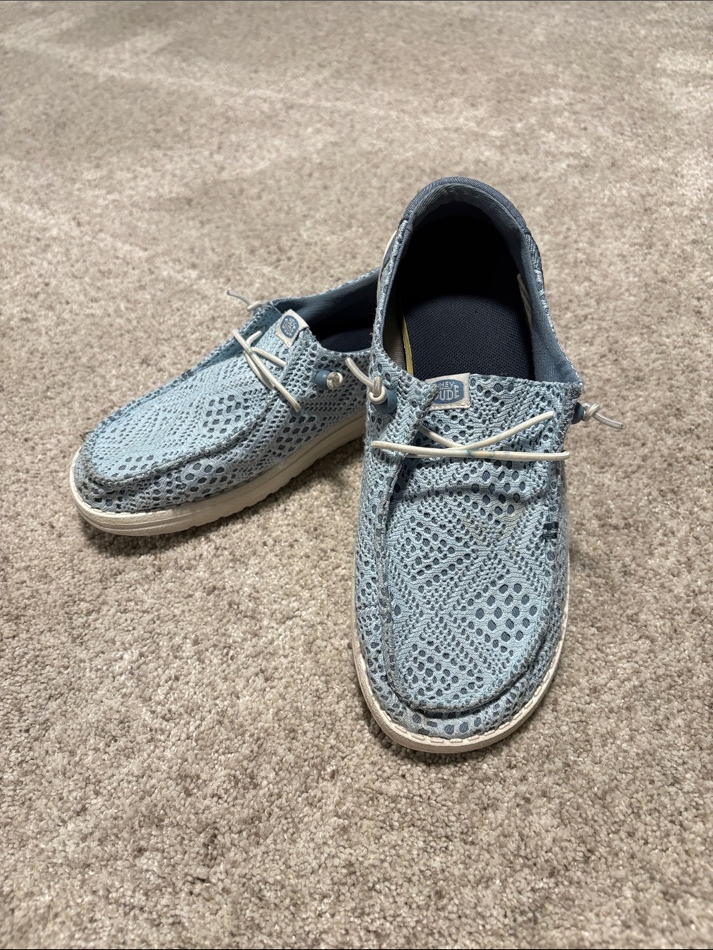 Hey Dude Sky Blue Mesh Boat Shoes